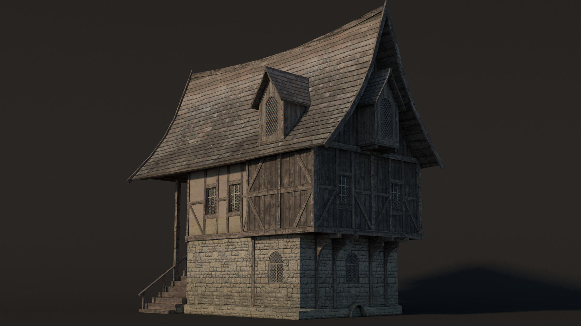Fantasy Medieval House 04 3D model_5