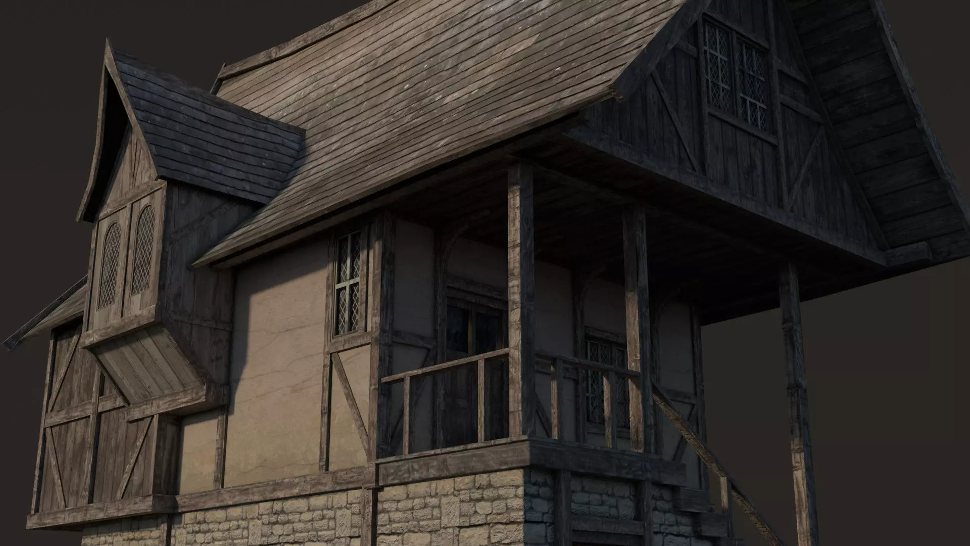 Fantasy Medieval House 04 3D model_0