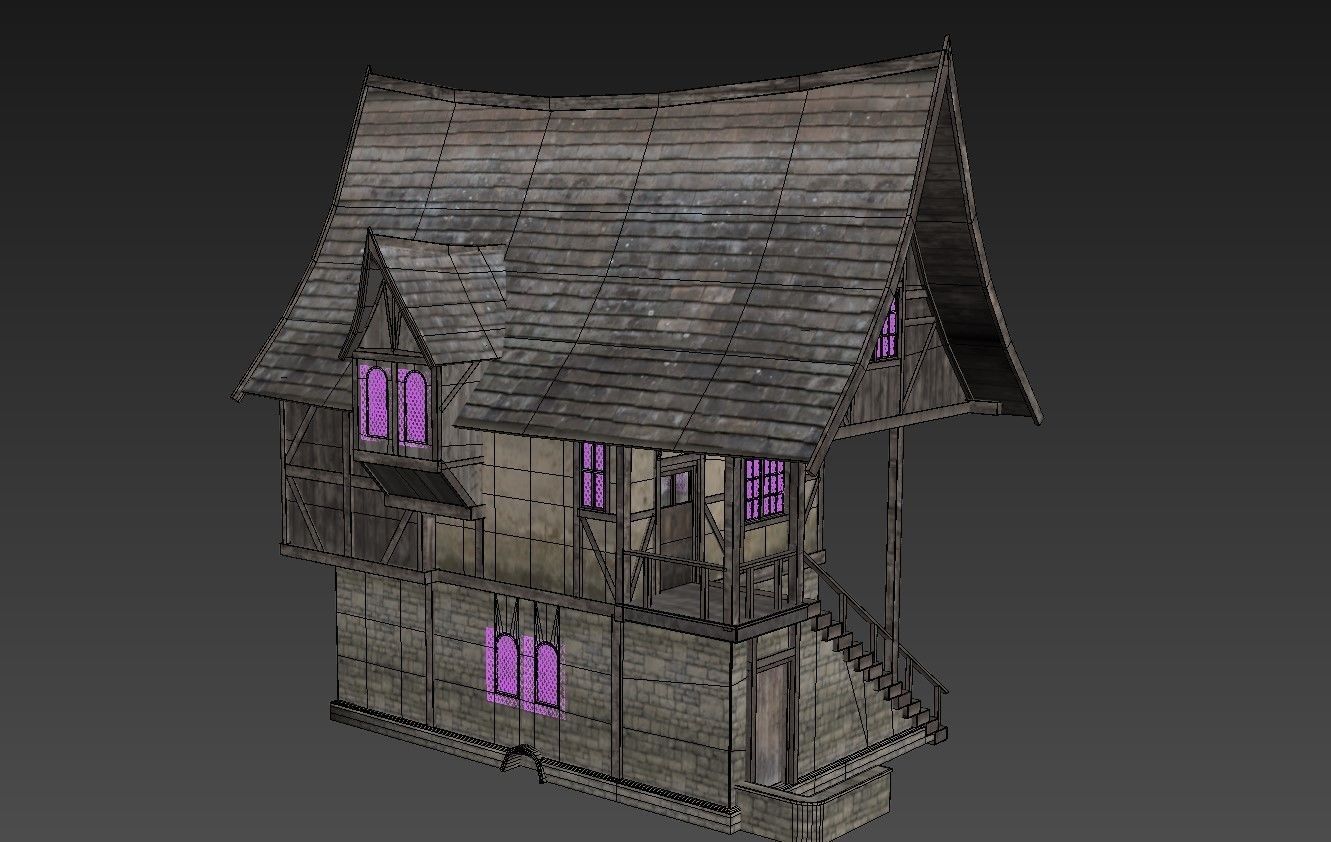 Fantasy Medieval House 04 3D model_9