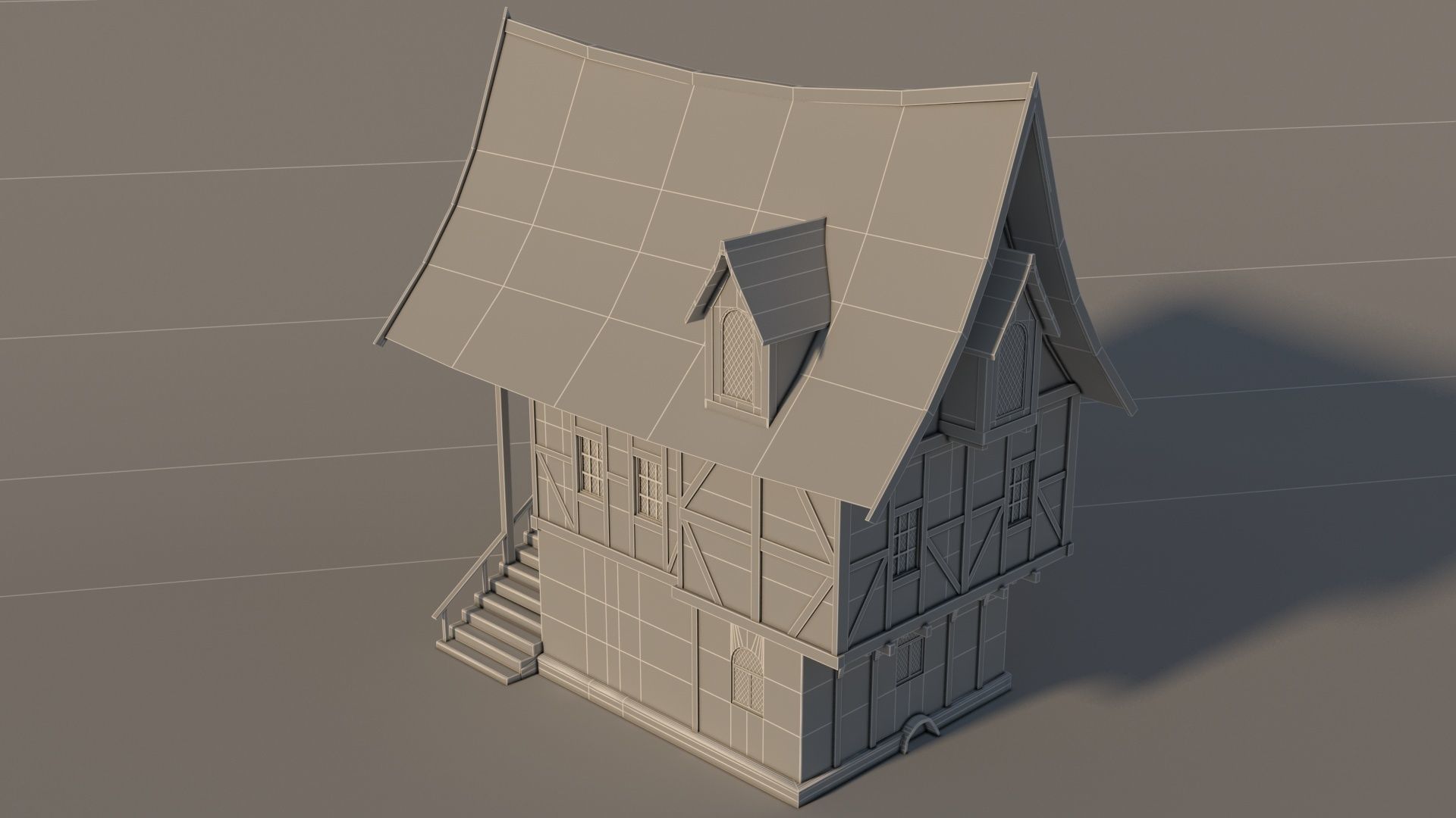 Fantasy Medieval House 04 3D model_6