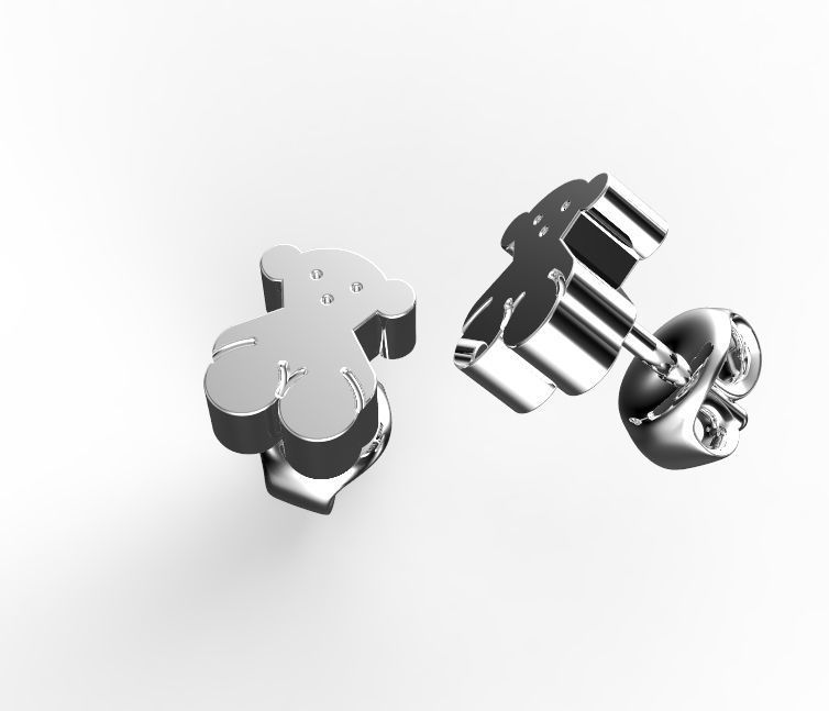 bears pair of stud earrings 3D print model_8