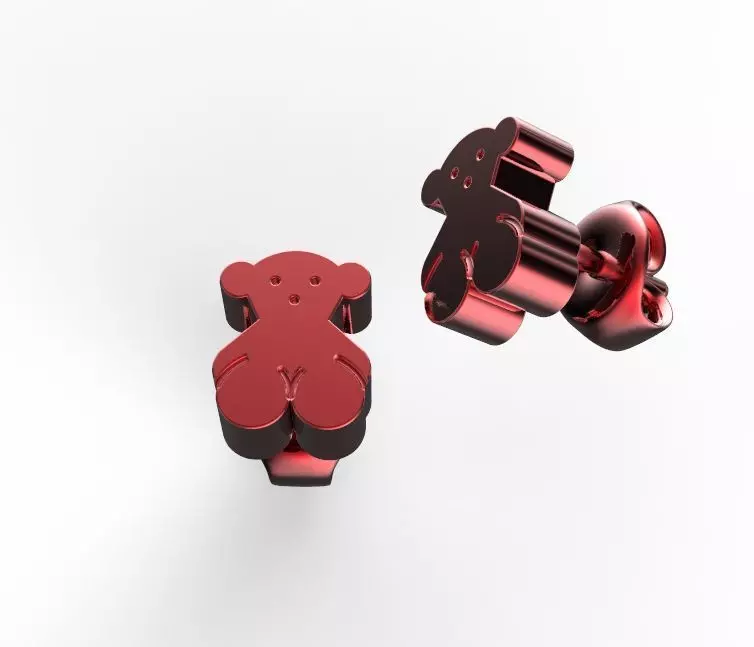 bears pair of stud earrings 3D print model_0