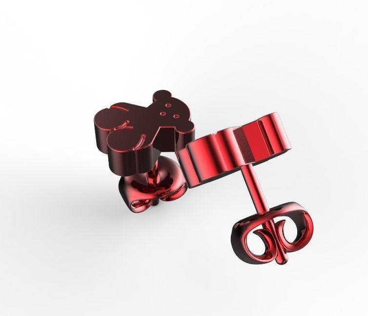 bears pair of stud earrings 3D print model_2