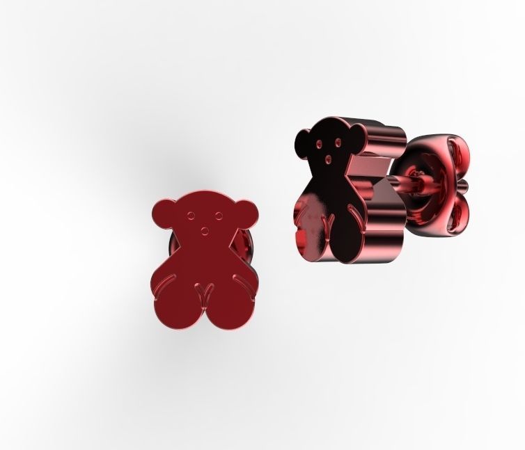 bears pair of stud earrings 3D print model_1
