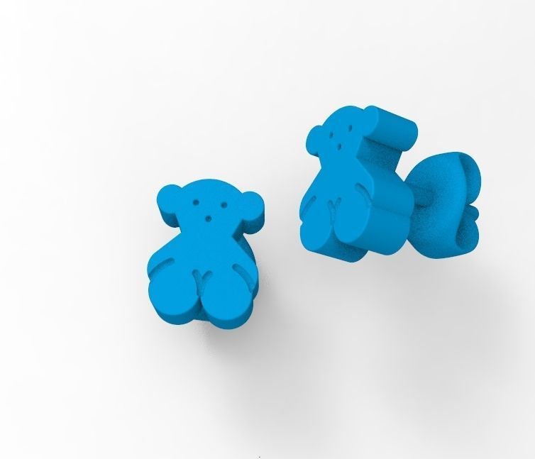 bears pair of stud earrings 3D print model_12