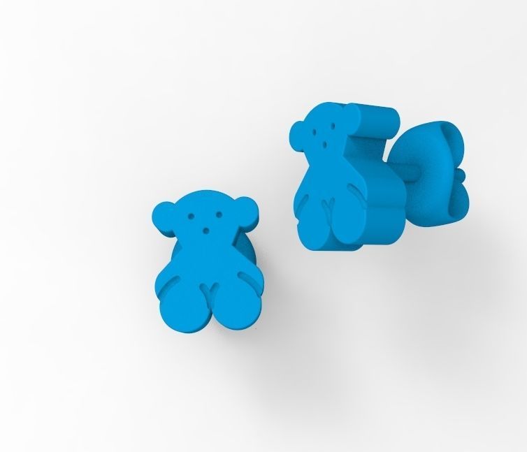 bears pair of stud earrings 3D print model_9
