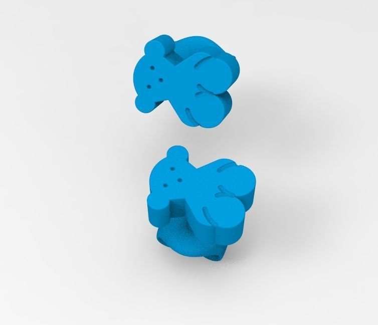bears pair of stud earrings 3D print model_10