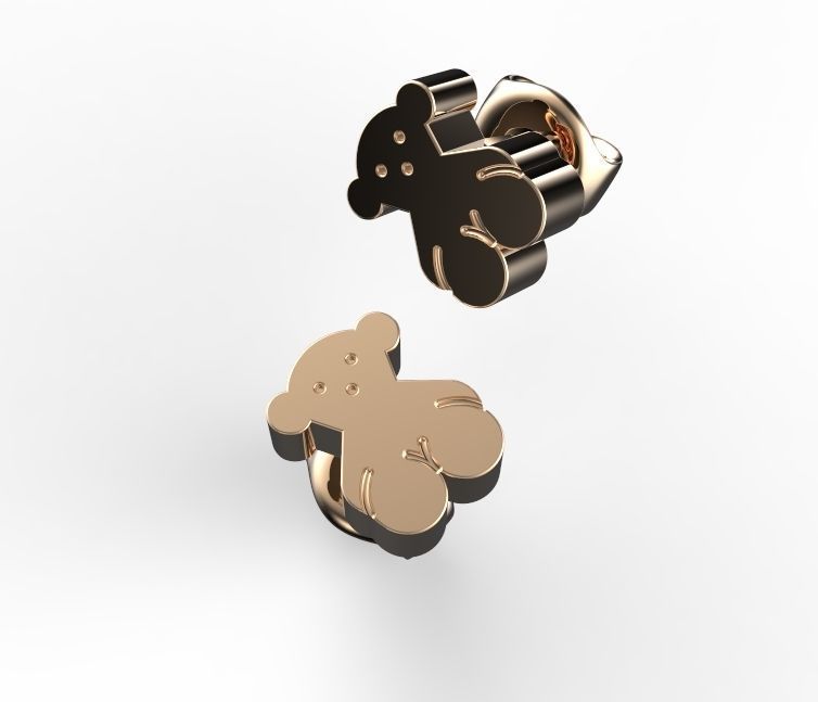 bears pair of stud earrings 3D print model_5