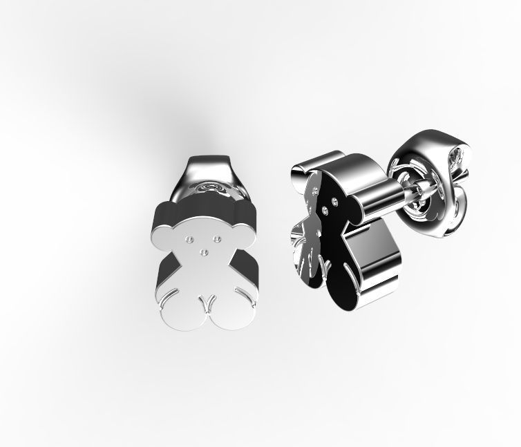 bears pair of stud earrings 3D print model_7