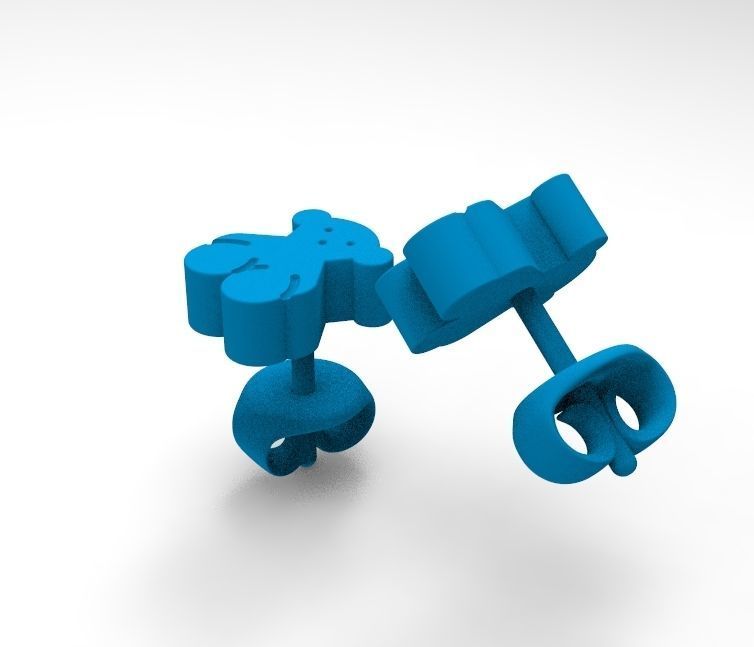 bears pair of stud earrings 3D print model_11
