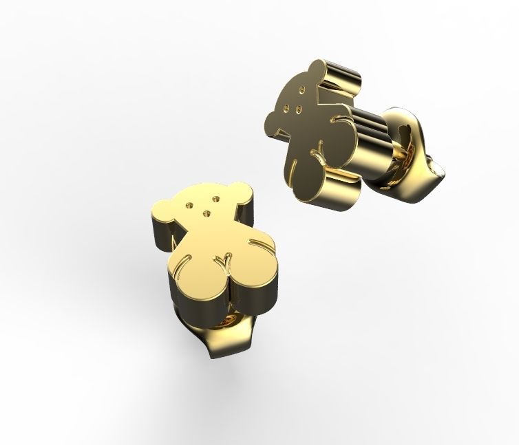 bears pair of stud earrings 3D print model_3