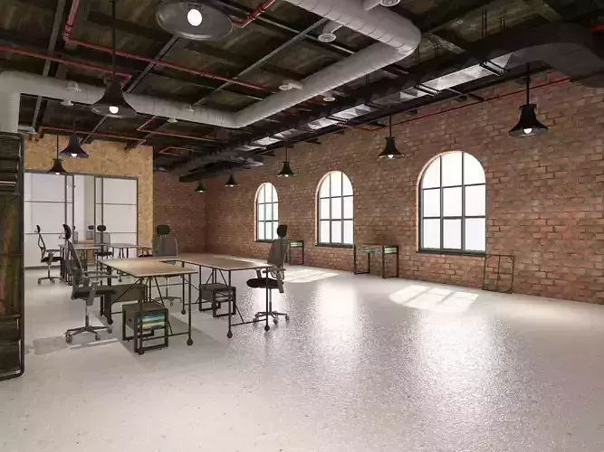 Loft office interior 3 3D model