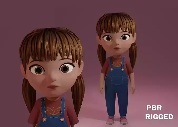 Cute cartoon girl 3D model