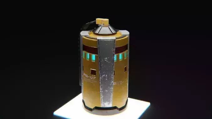 Futuristic Frag Grenade low poly model with Textures