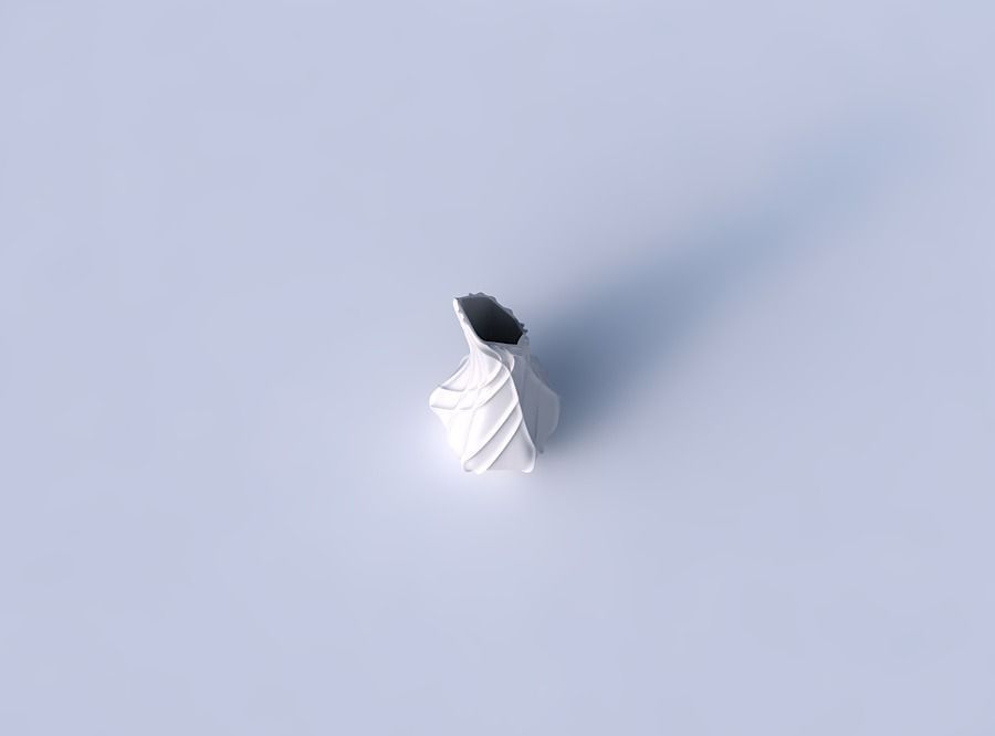 Vase top bent hexagon 2 with wavy sparse extruded lines 3D print model_2