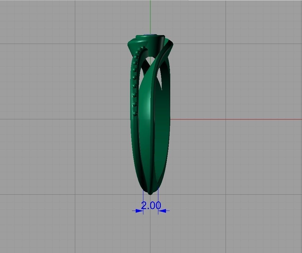 Ring 3D print model silver with aqua topaz stone 3D print model_8