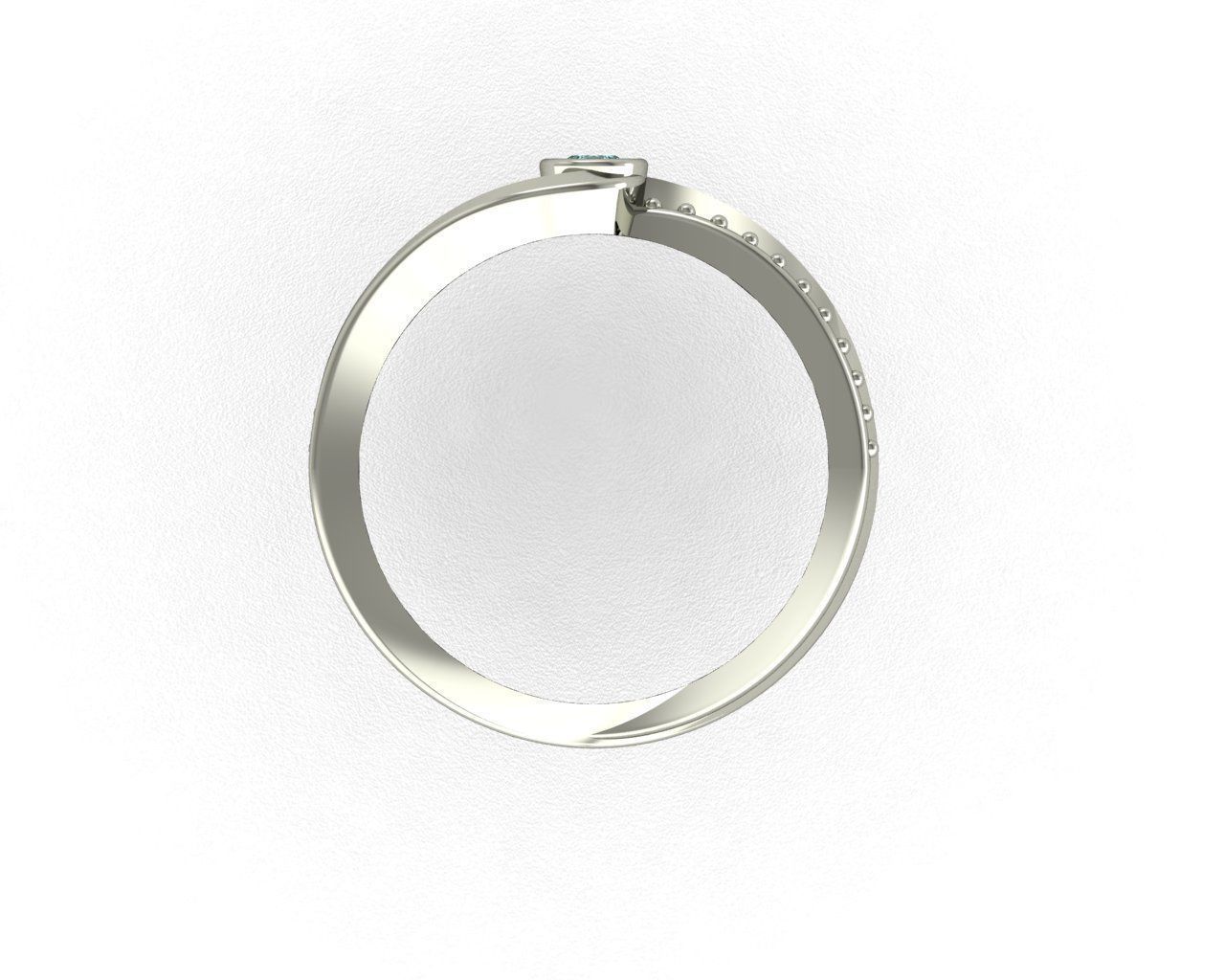 Ring 3D print model silver with aqua topaz stone 3D print model_3