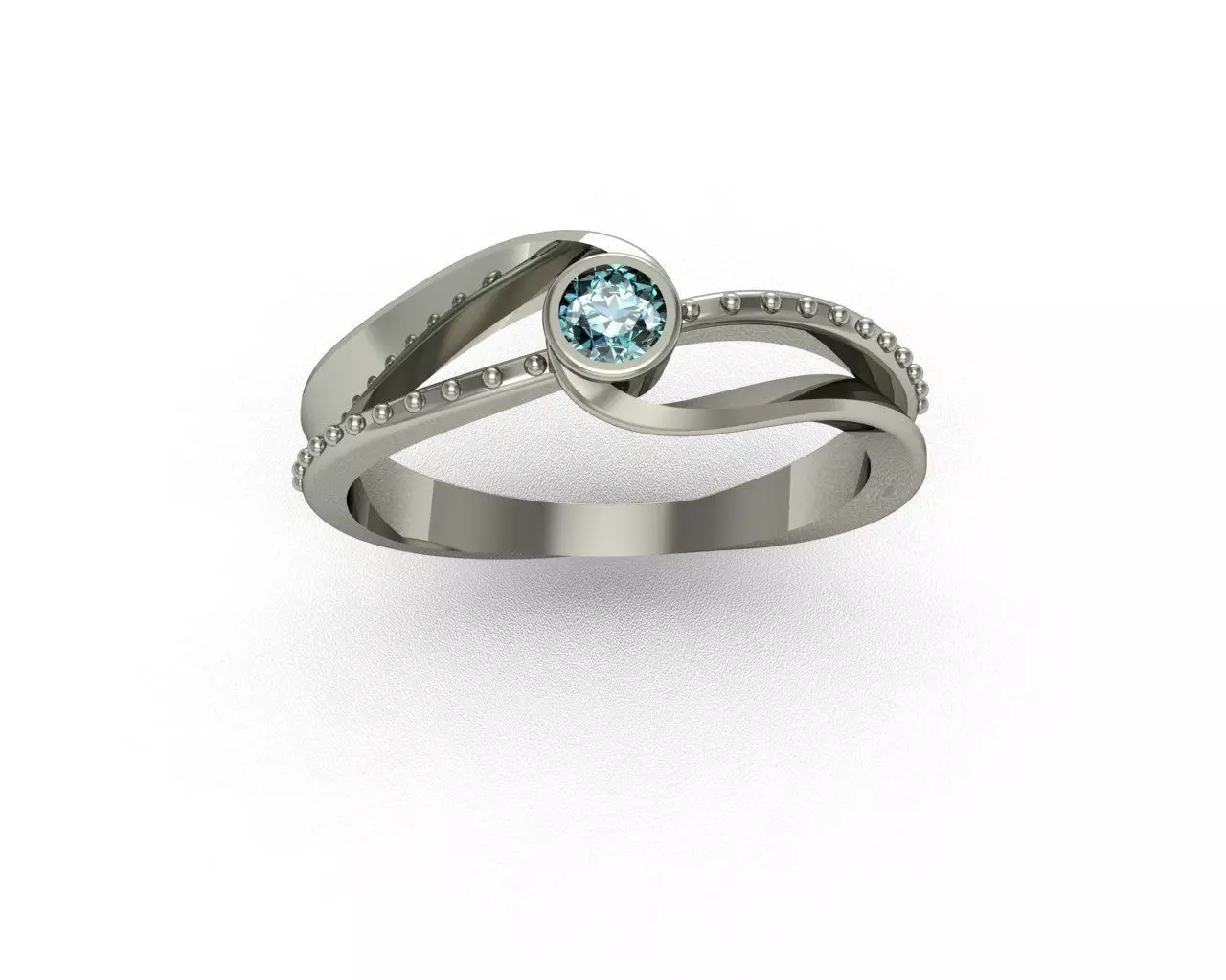 Ring 3D print model silver with aqua topaz stone 3D print model_0