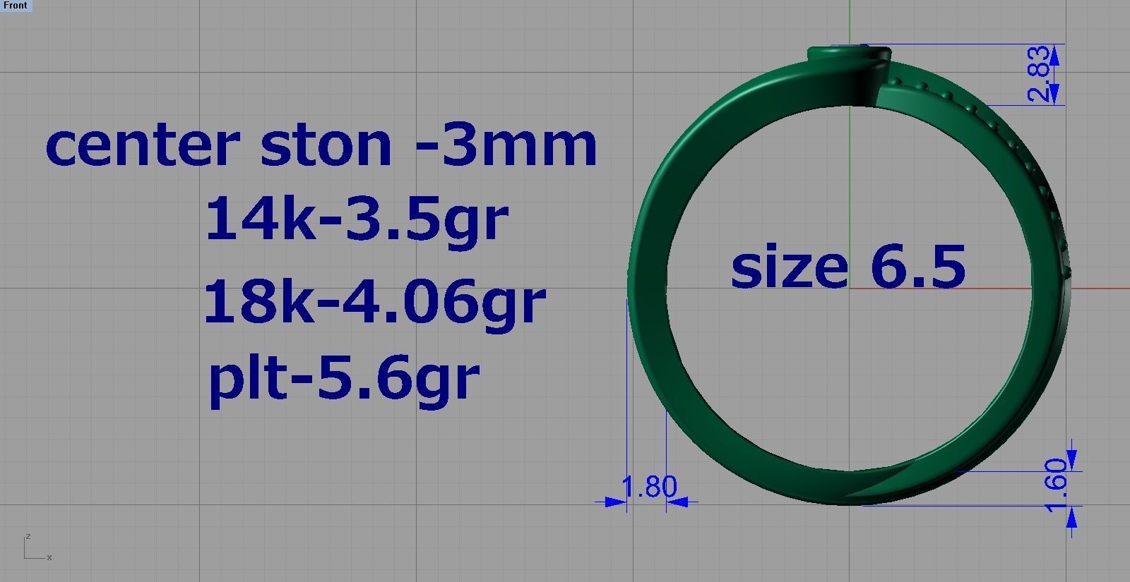 Ring 3D print model silver with aqua topaz stone 3D print model_7