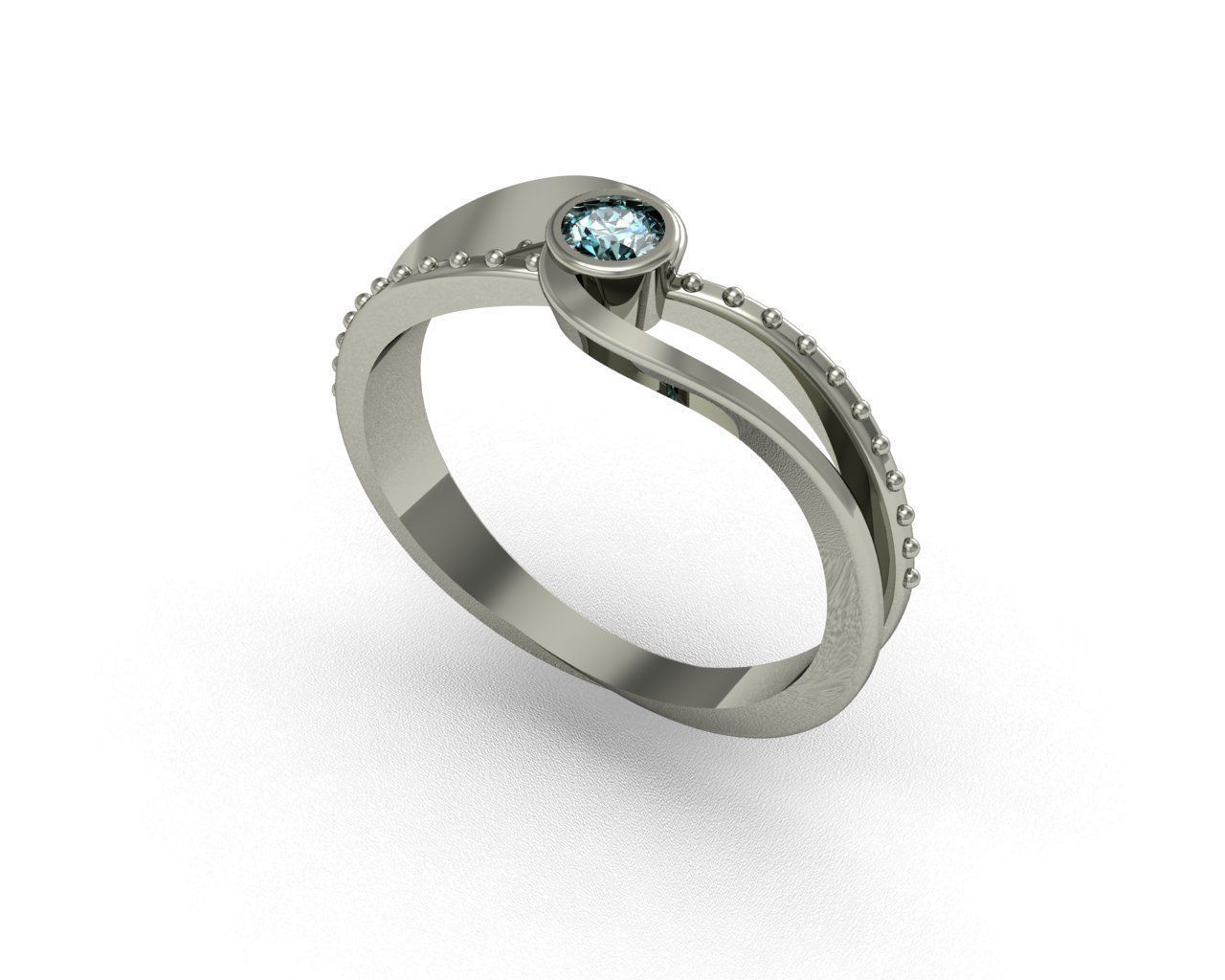 Ring 3D print model silver with aqua topaz stone 3D print model_1
