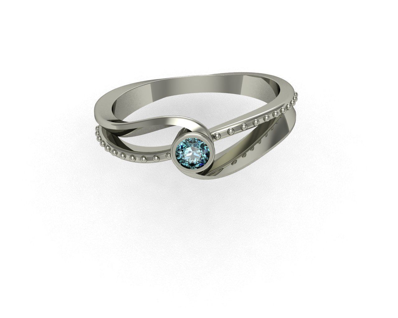 Ring 3D print model silver with aqua topaz stone 3D print model_5