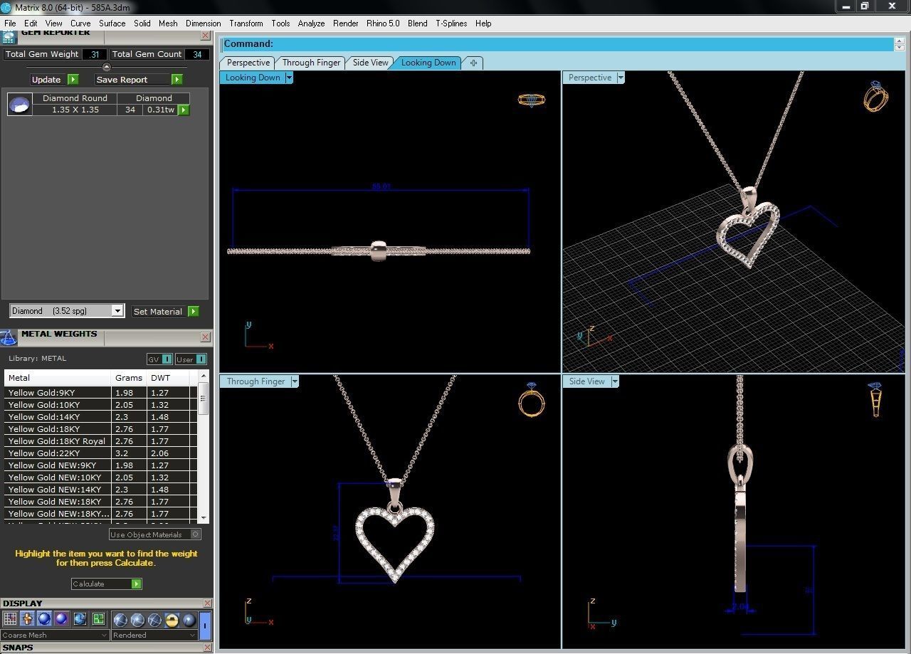 Heart pendant 3dm render detail 3D print model_14