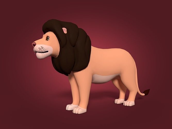 Cartoon Lion Low-poly 3D model