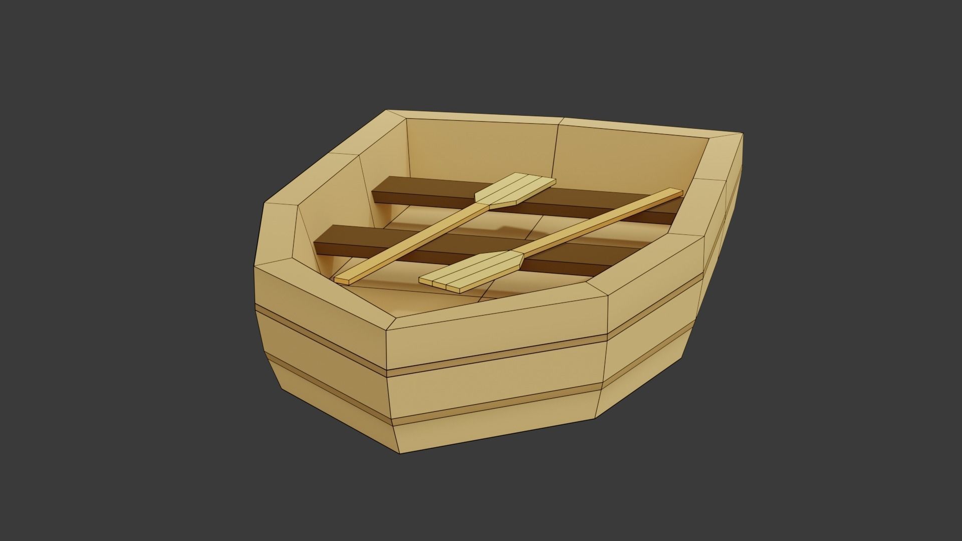 LowPoly boat with oars Free low-poly 3D model_4