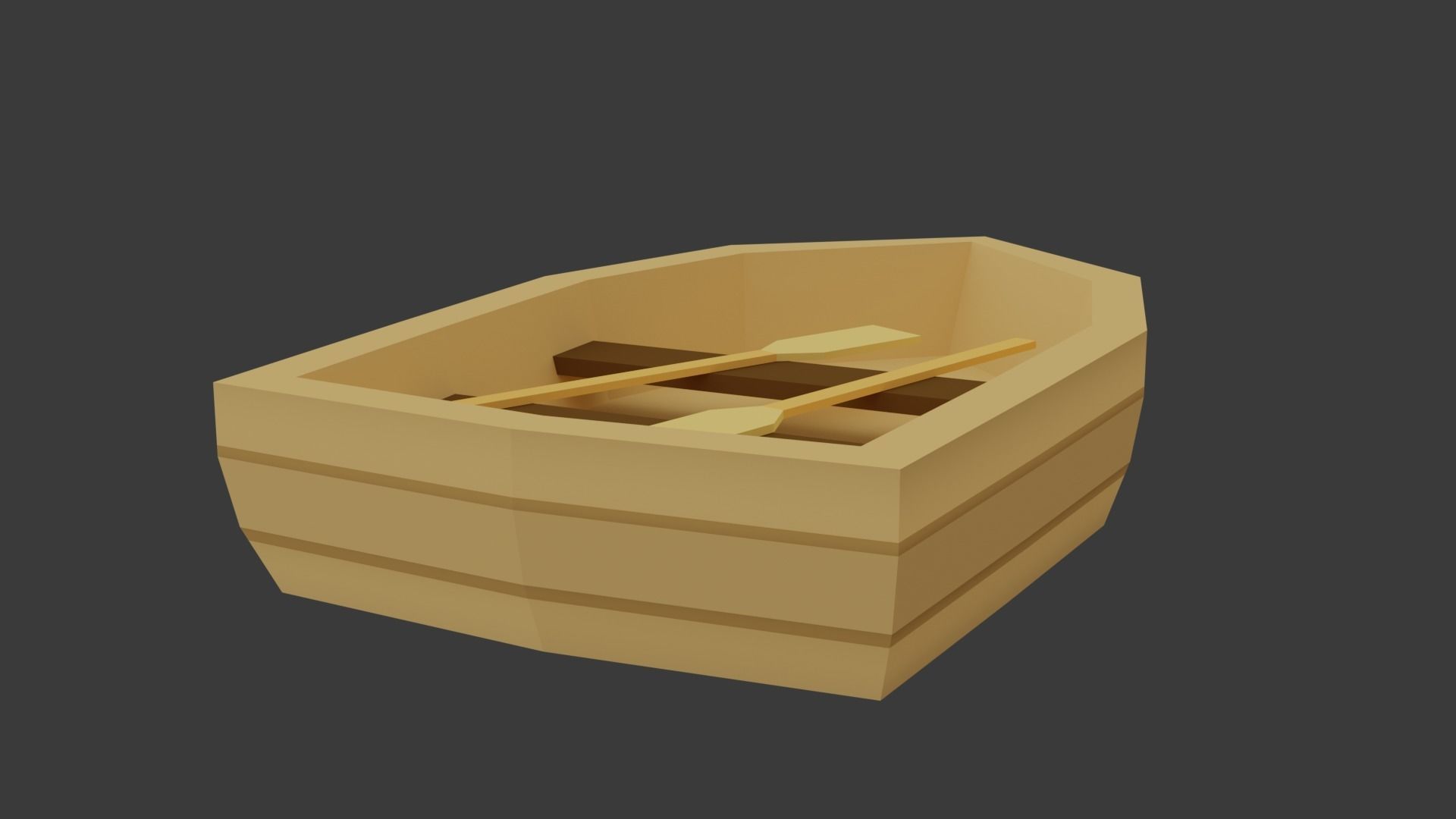 LowPoly boat with oars Free low-poly 3D model_3