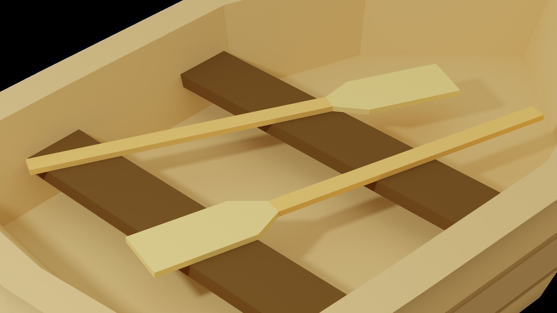 LowPoly boat with oars Free low-poly 3D model_2