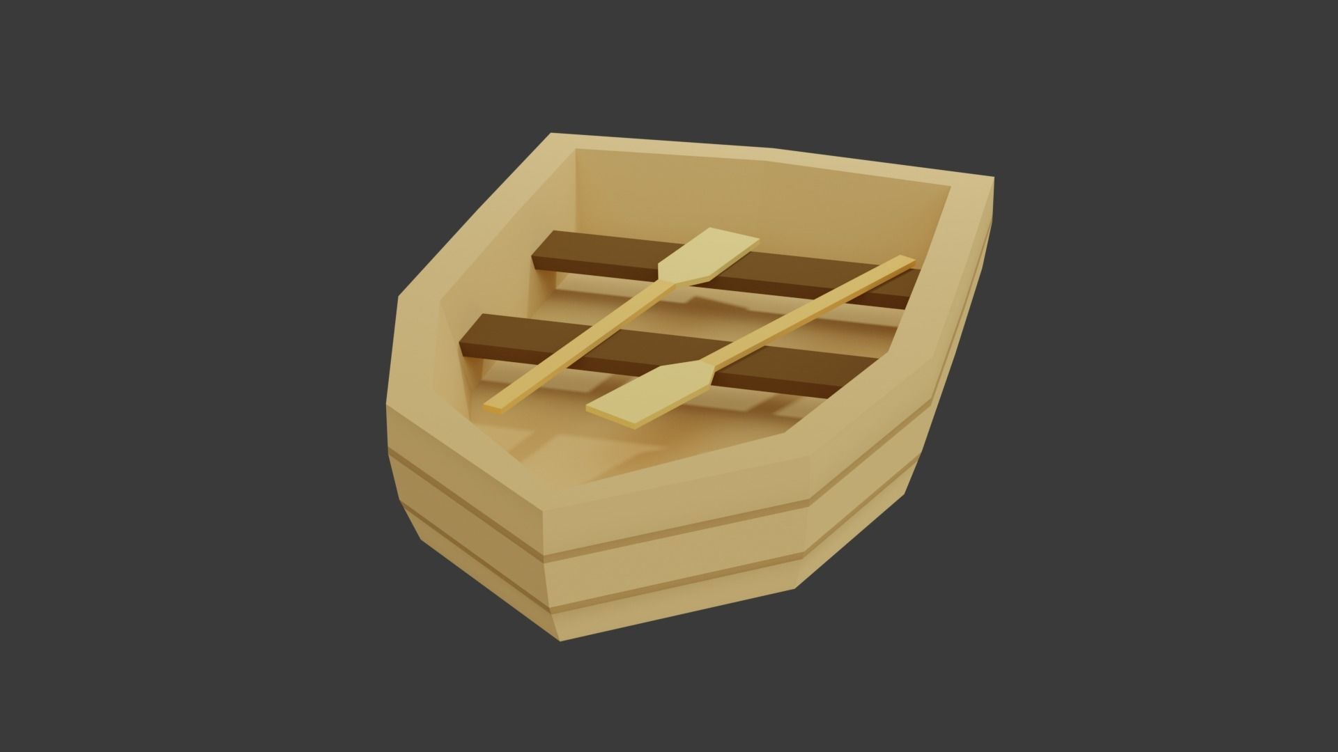LowPoly boat with oars Free low-poly 3D model_1