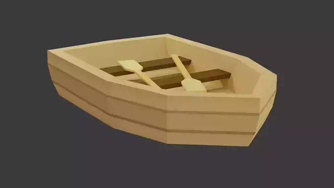 LowPoly boat with oars Free low-poly 3D model