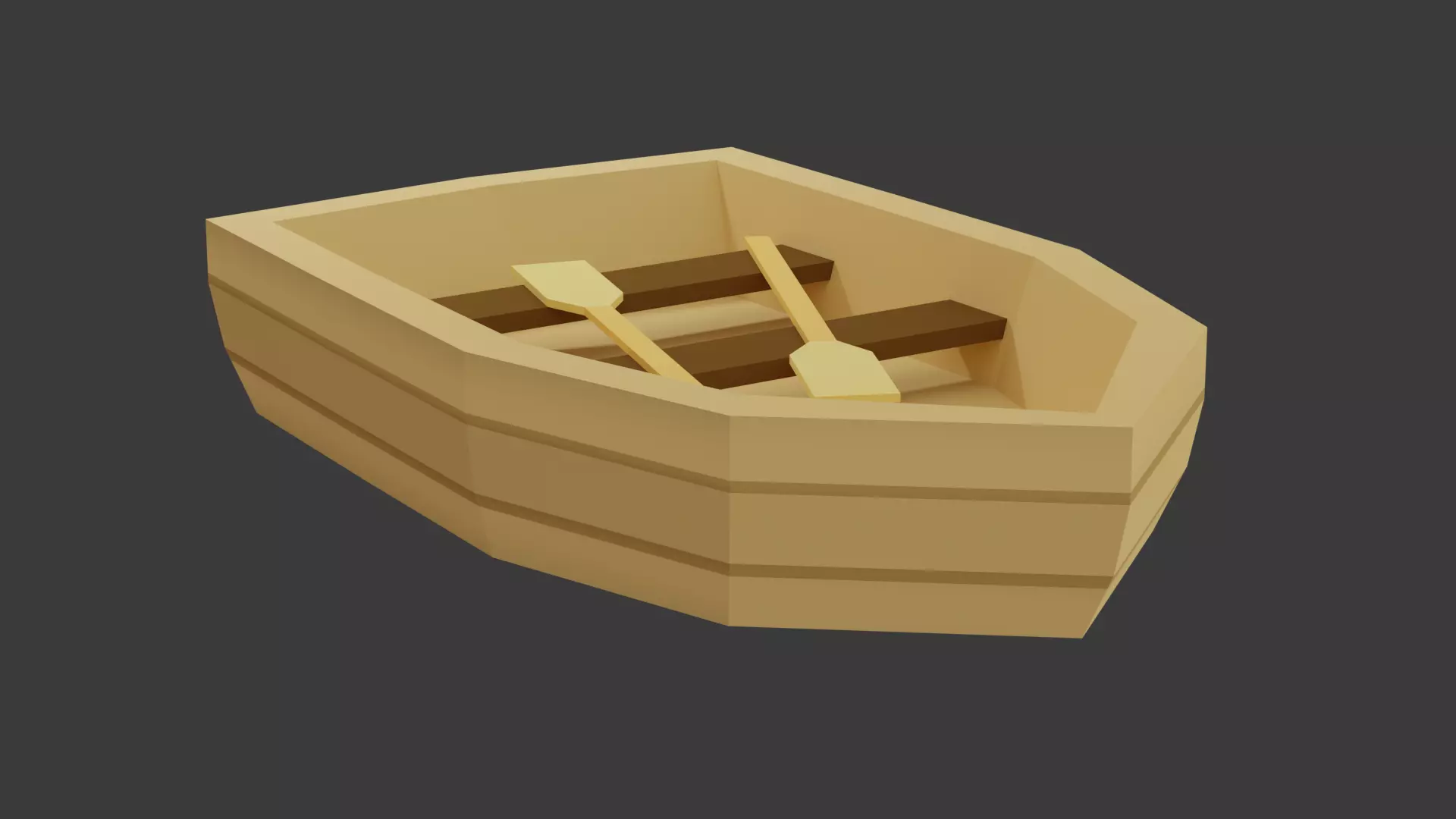 LowPoly boat with oars Free low-poly 3D model_0