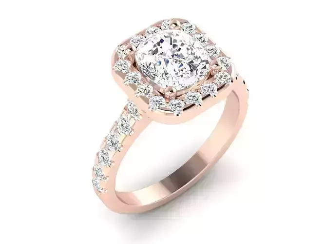 solitaire wedding engagement women ring 3dm 12 render stl detail