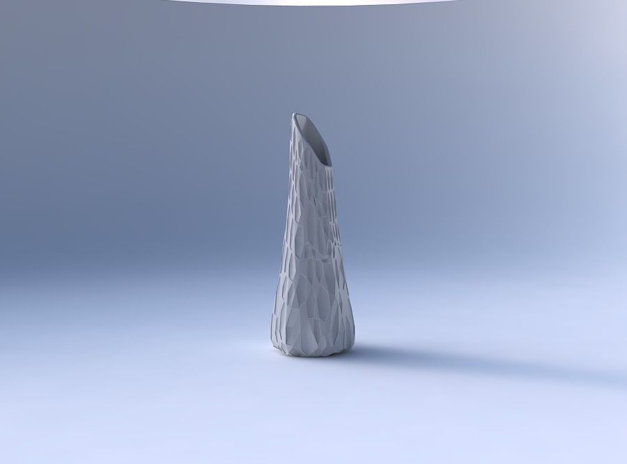 Vase top bent hexagon with crystal dents 3D print model_4