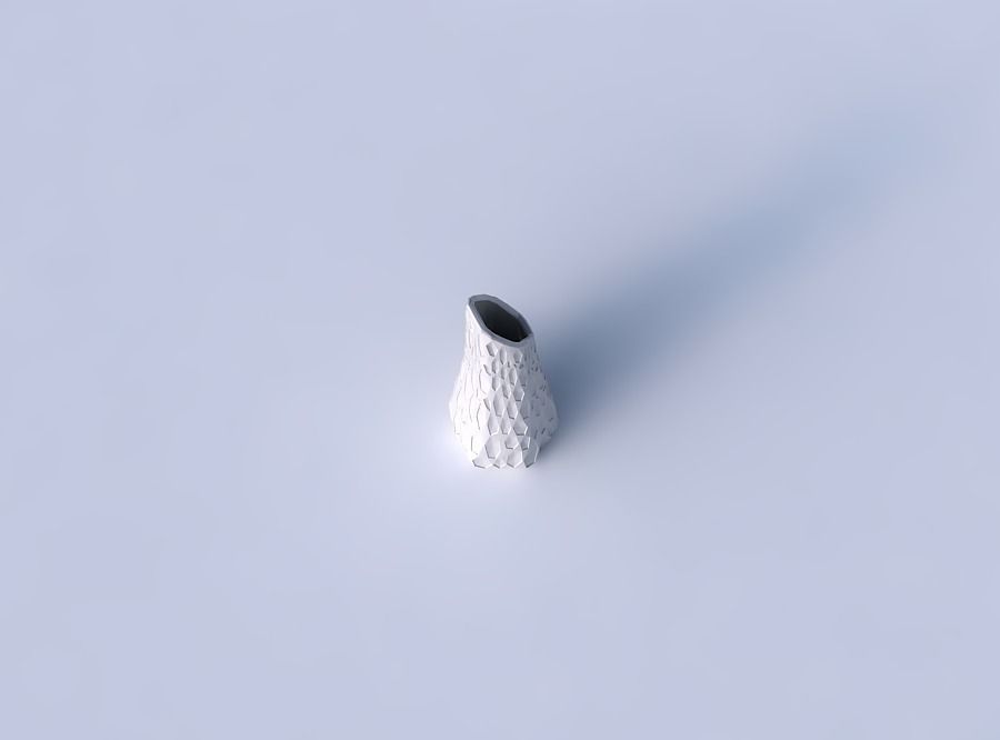 Vase top bent hexagon with crystal dents 3D print model_2