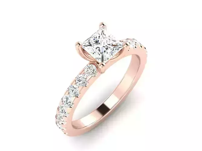 solitaire wedding engagement women ring 3dm 12 render stl detail