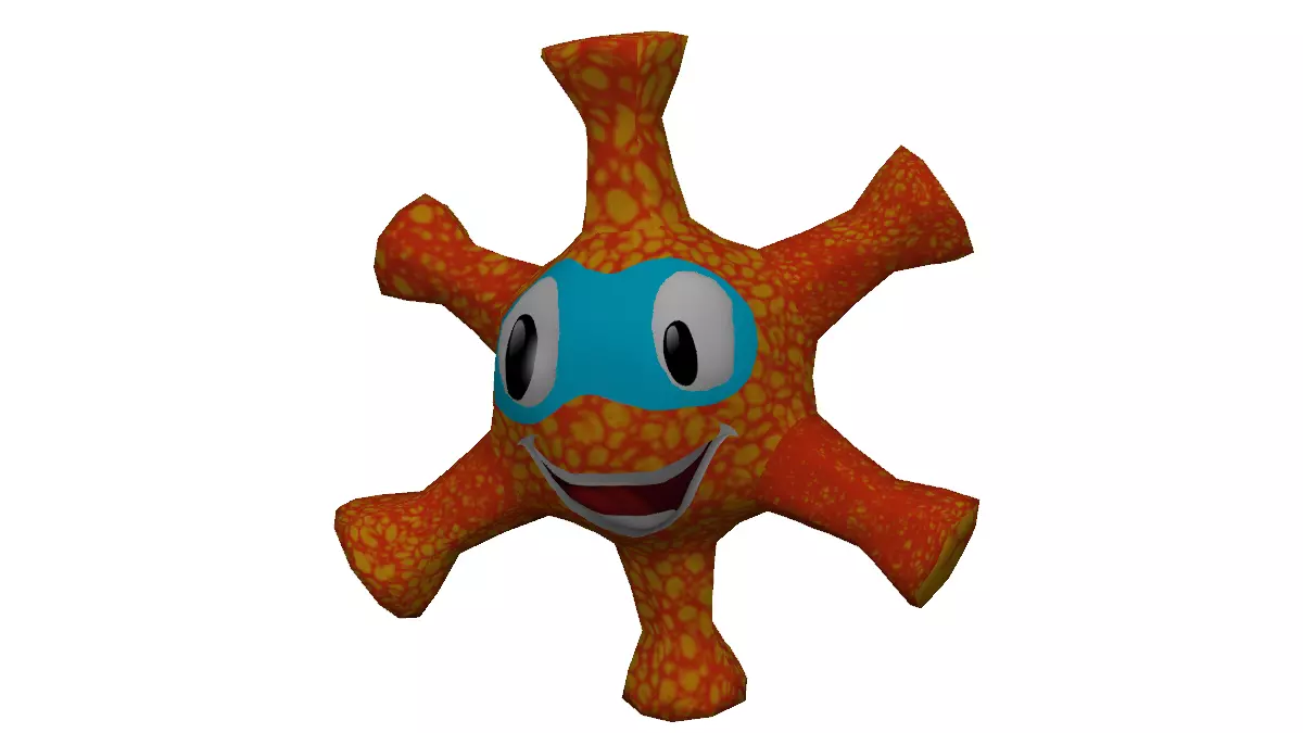 covid19 orange and starfish toy Low-poly 3D model_0