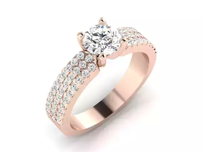 solitaire wedding engagement women ring 3dm 12 render stl detail