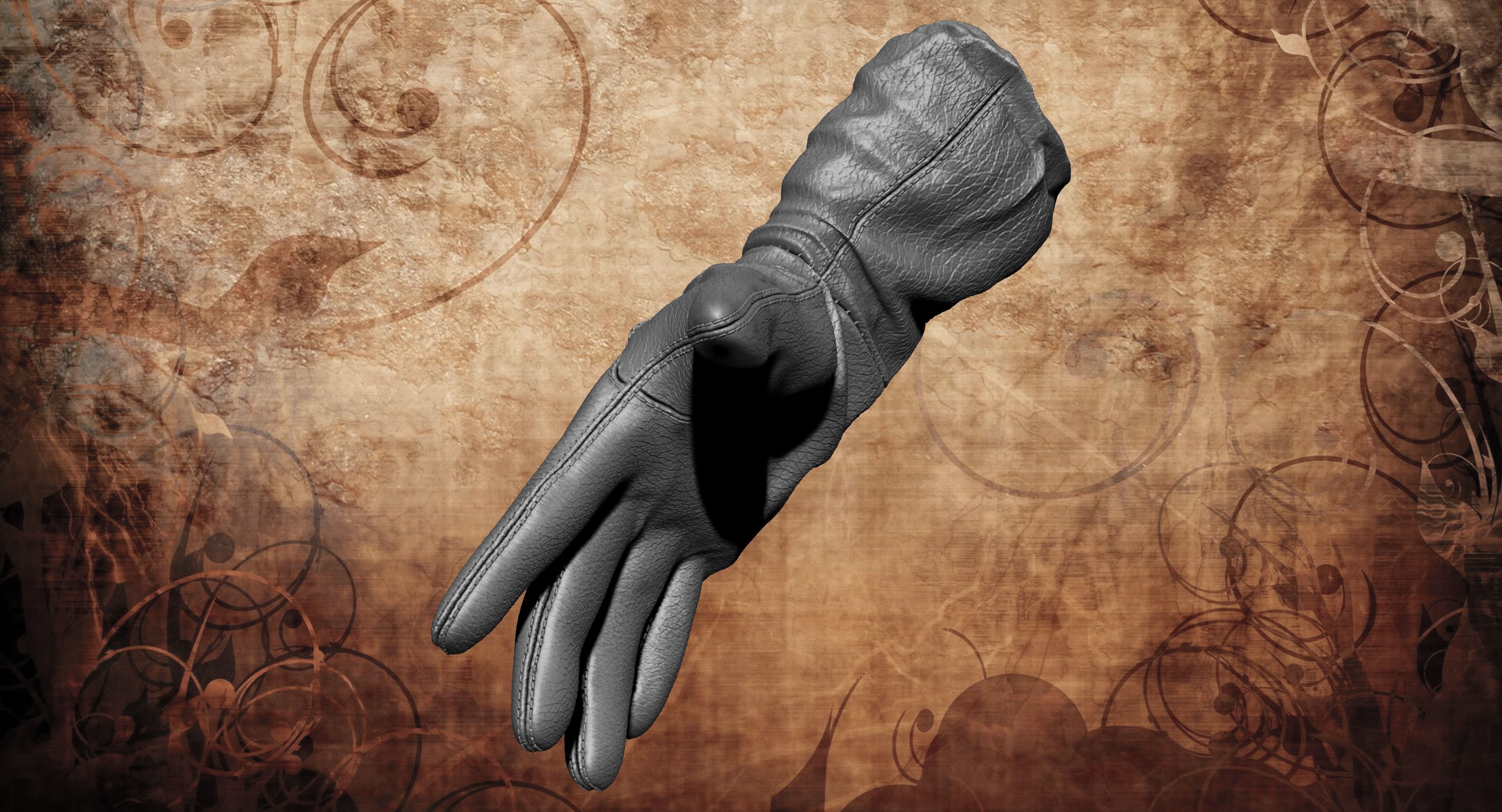 Gloves leather glove 3D model_1