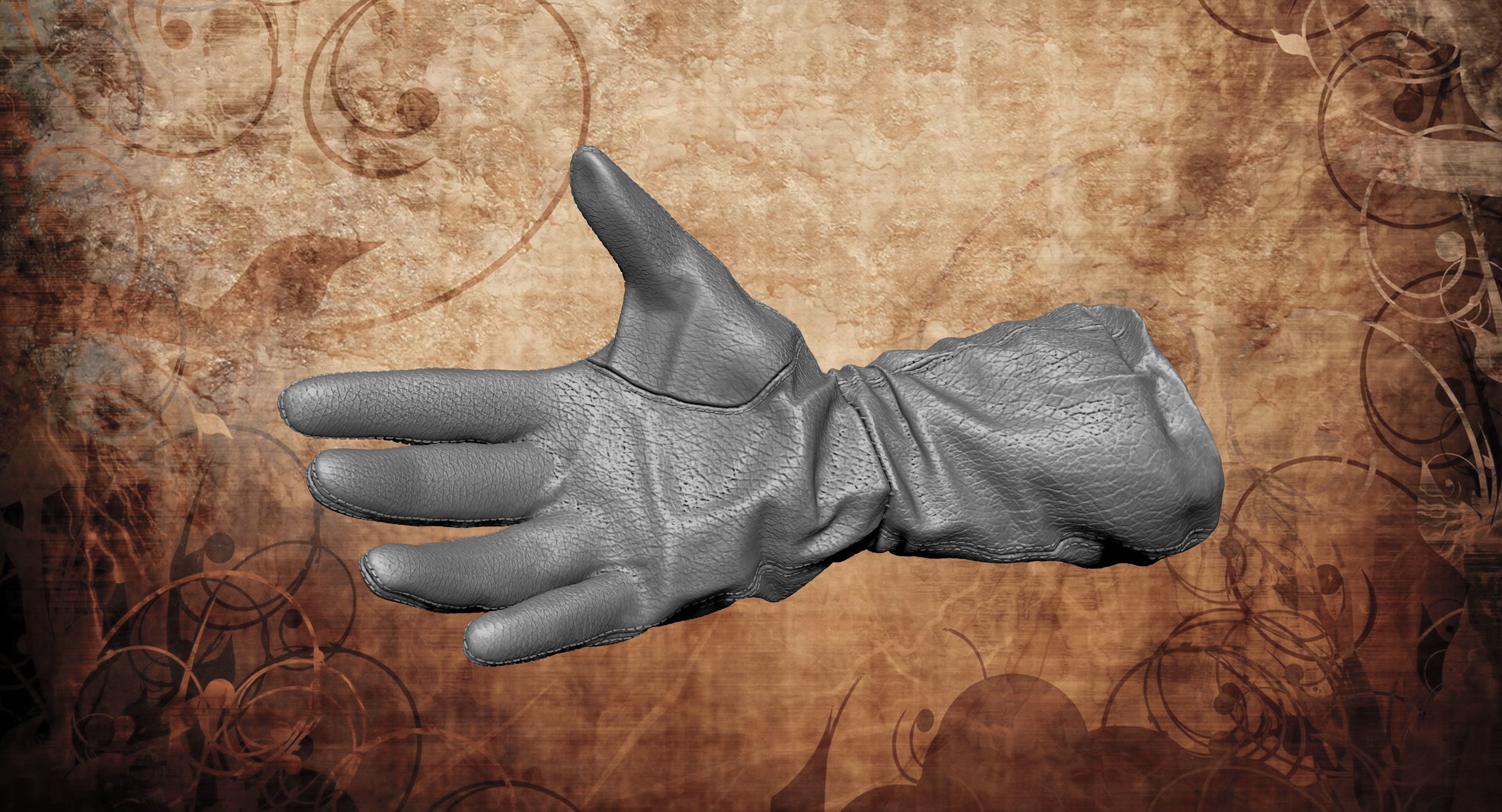 Gloves leather glove 3D model_2