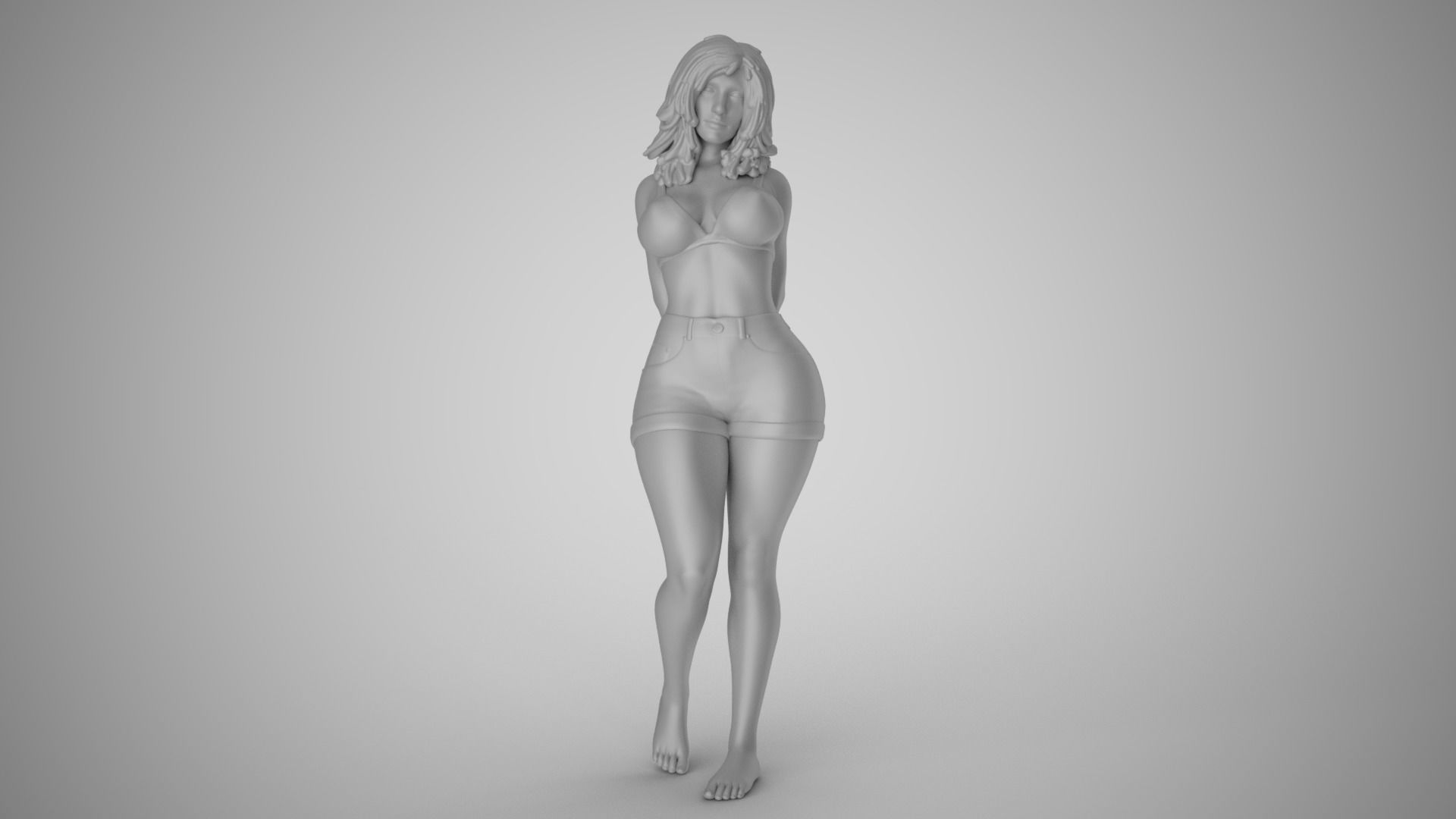 Woman with her Hands Behind 3D print model_1