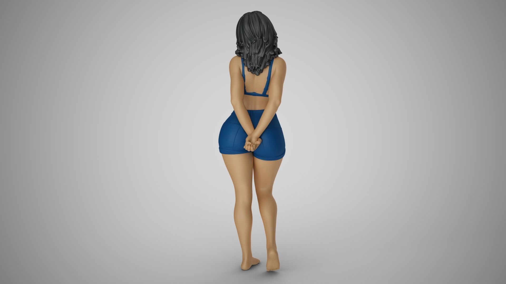 Woman with her Hands Behind 3D print model_6