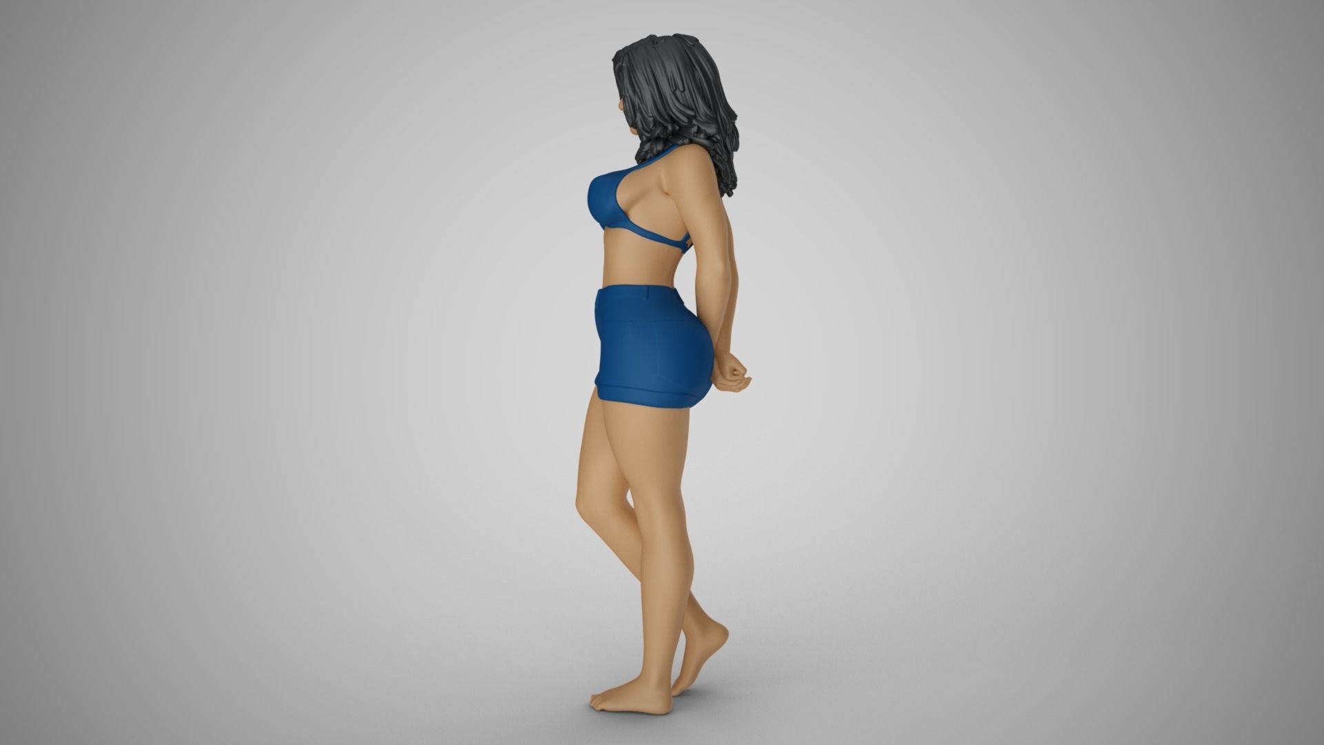 Woman with her Hands Behind 3D print model_8