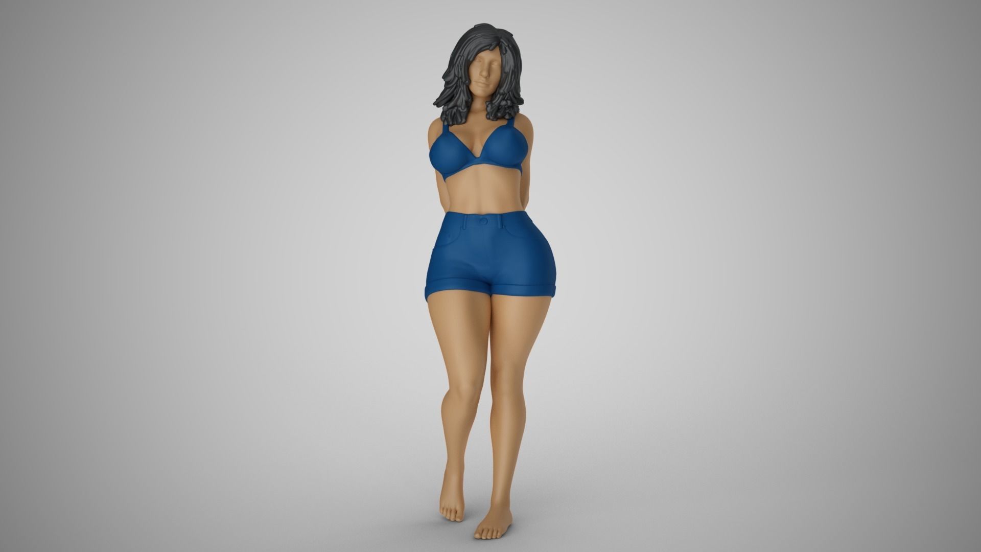 Woman with her Hands Behind 3D print model_10