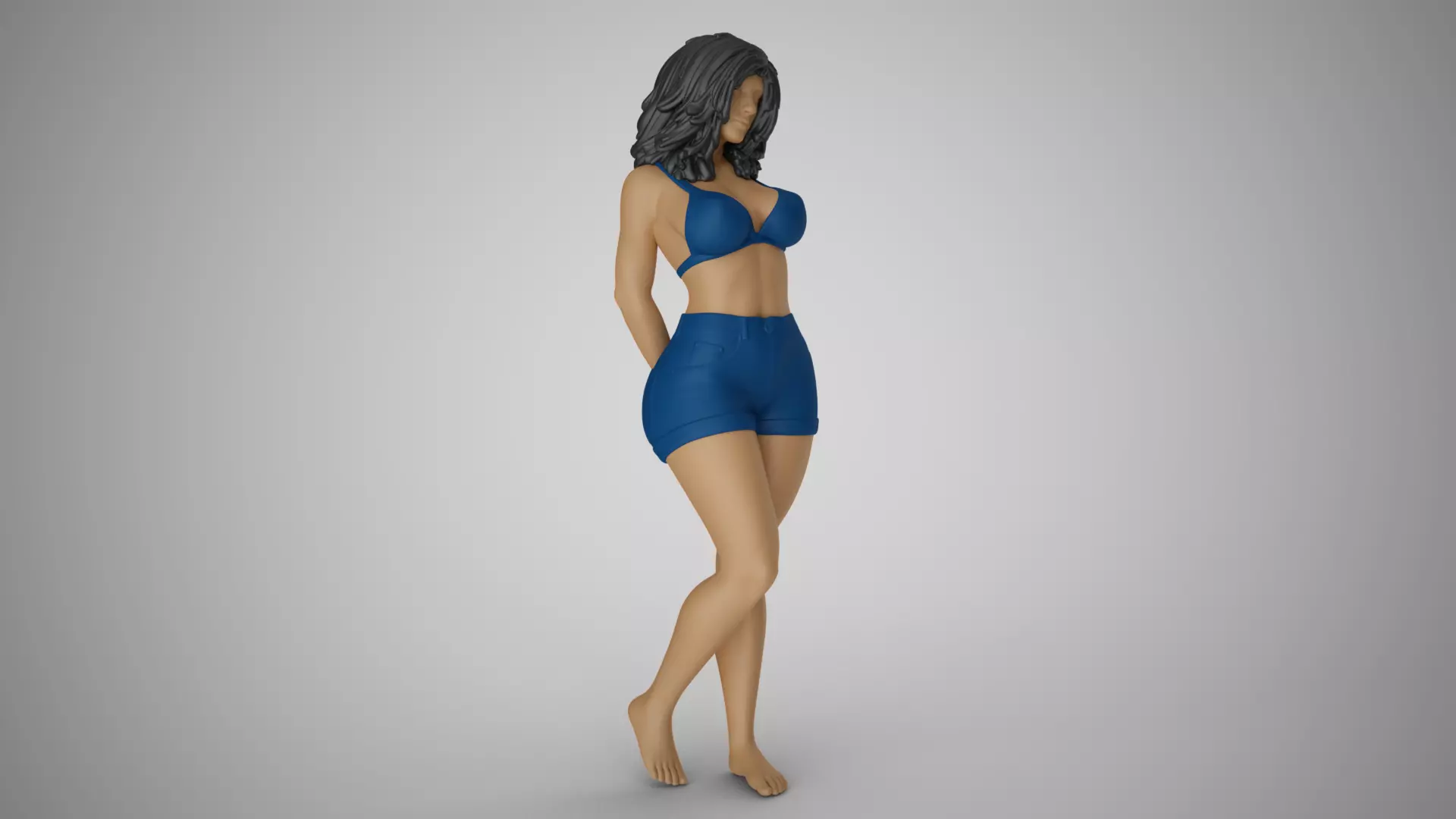 Woman with her Hands Behind 3D print model_0