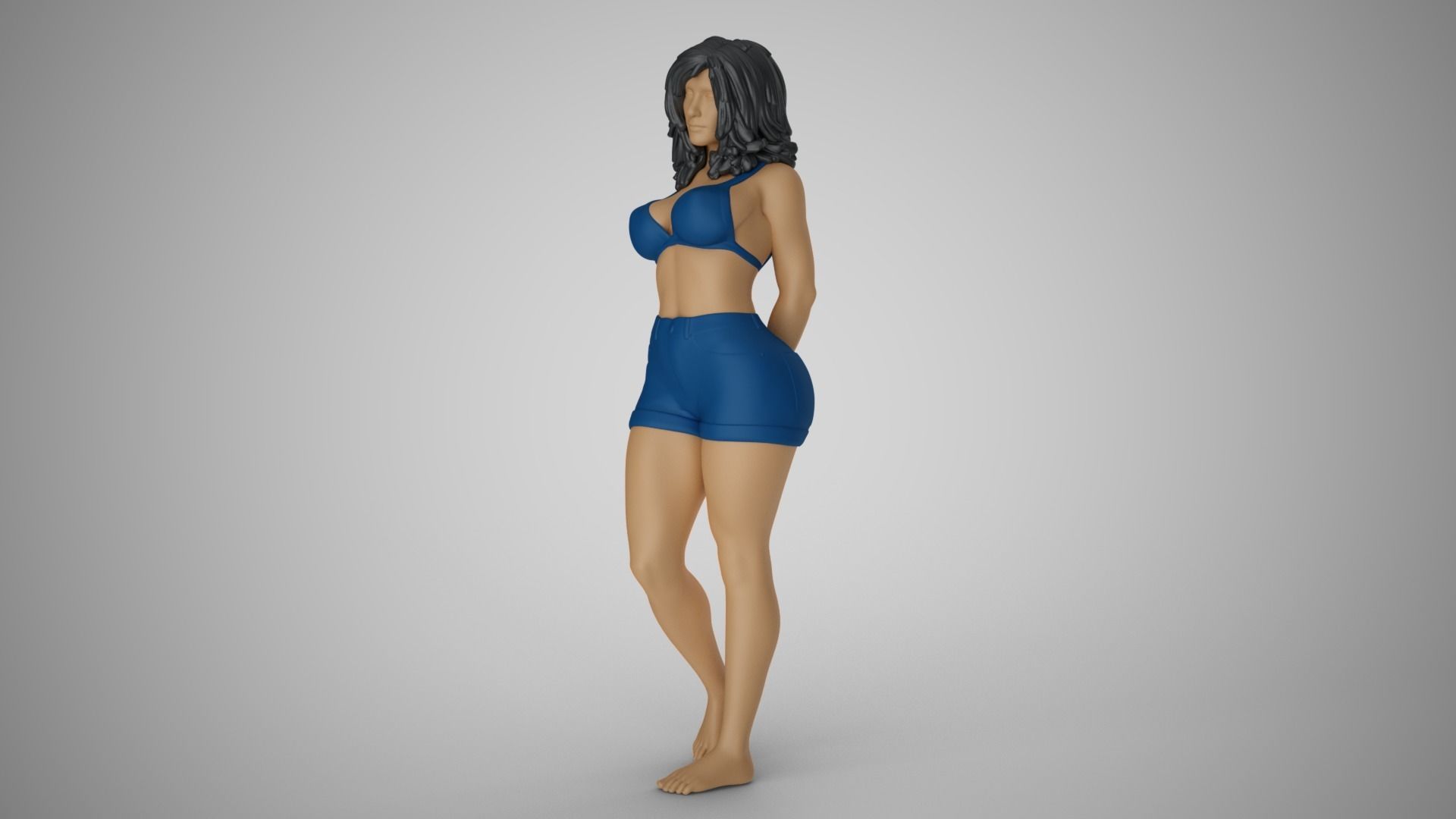 Woman with her Hands Behind 3D print model_9