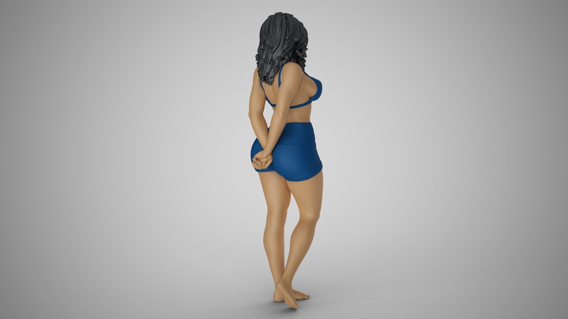 Woman with her Hands Behind 3D print model_5