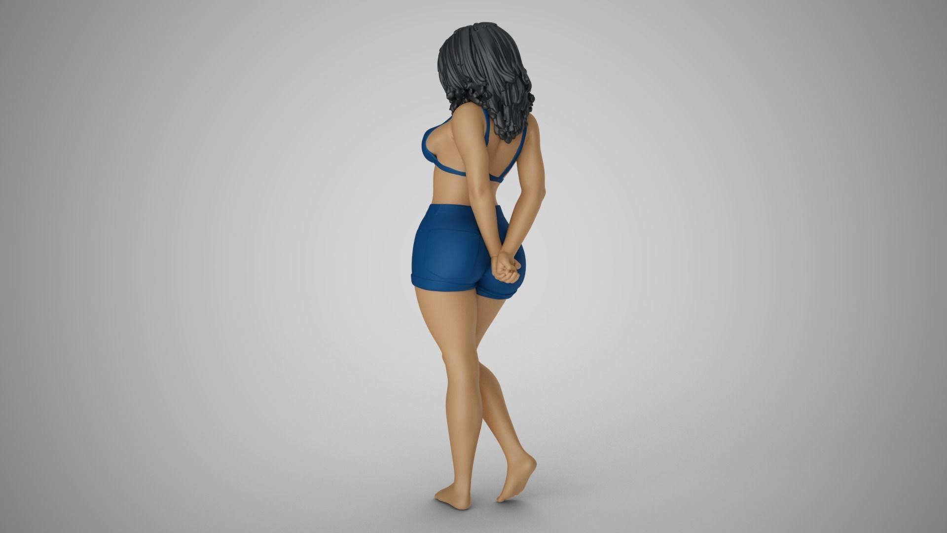Woman with her Hands Behind 3D print model_7