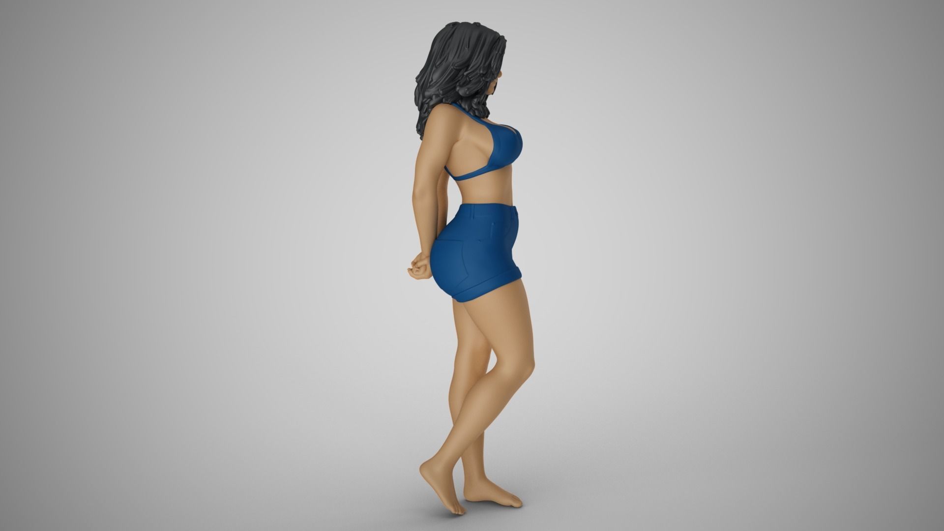 Woman with her Hands Behind 3D print model_4